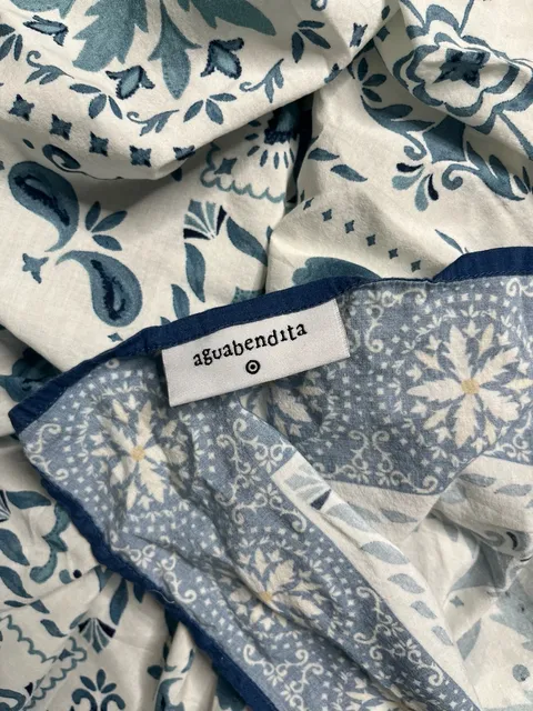 Agua Bendita Blue White Paisley Print Scarf