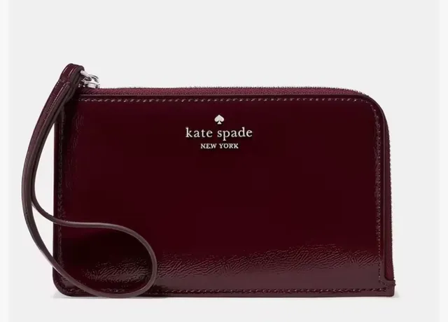 Kate Spade New York Patent Leather Wristlet Pouch Burgundy