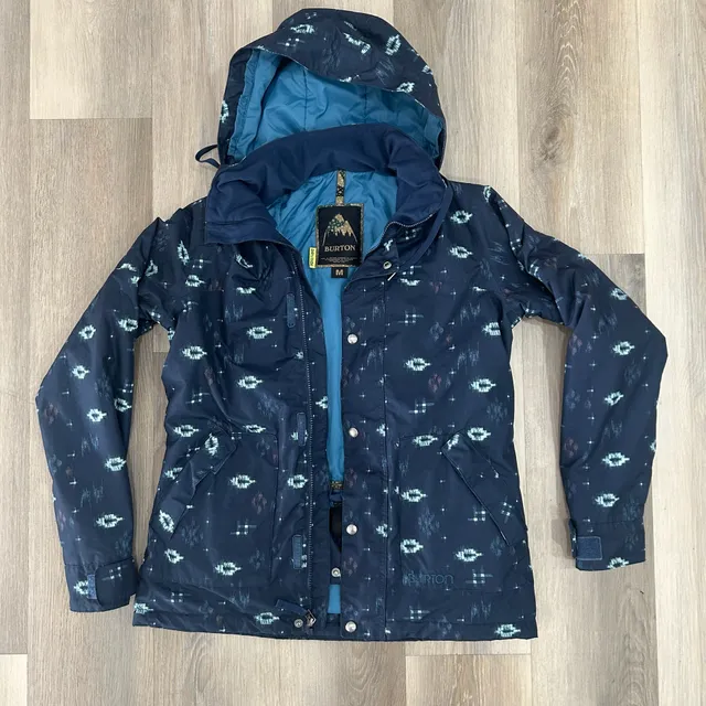 Burton Ginger Dryride Insulated Snowboard Jacket Size M Blue Ikat