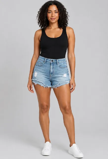 L.T.J. Light Wash Distressed Denim Shorts – Medium