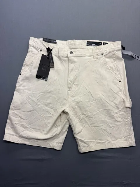Wxyz Carpenter Shorts Size 34 White Denim Relaxed Fit