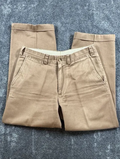 Bills Khakis Pants Size 32 Brown Cotton Pleated Cuffed Chinos