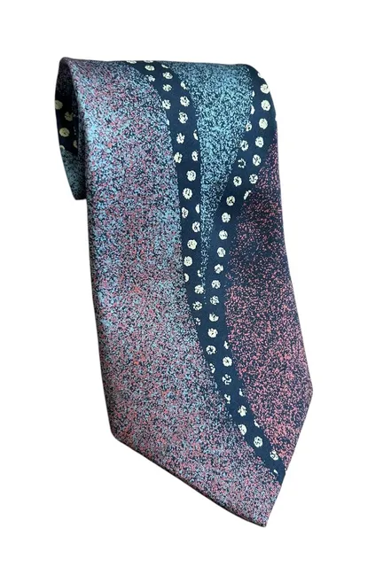 Pierre Balmain Paris Silk Necktie Blue Red Abstract Pattern