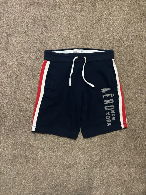 Early 2000s Aeropostale Sweat Shorts Size M Navy Blue Drawstring