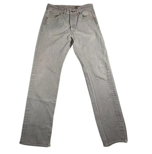 Vintage Levis 501 Button Fly Straight Leg Mens 33x29 Gray Made In USA (W)
