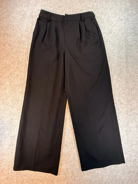 Steve Madden Wide Leg Pants Size L Black Pleated Trousers