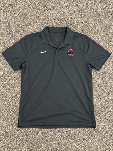 Ohio State Buckeyes Nike Dri-FIT Sideline Woven Gray Polo Size L