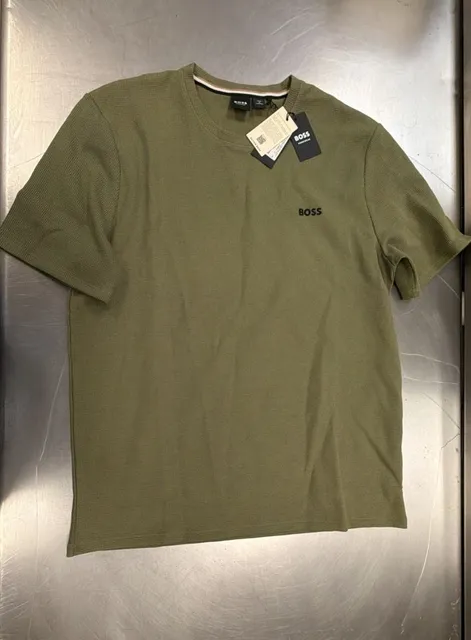 BOSS Waffle T-Shirt Size L Green Short Sleeve