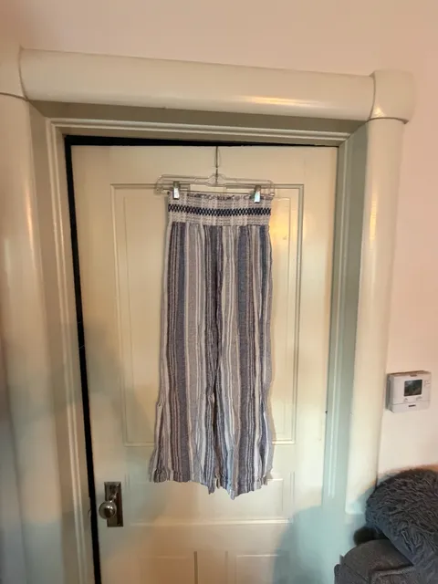 Indigo Rein Pants Size M Blue Striped Linen Blend Smocked Waist