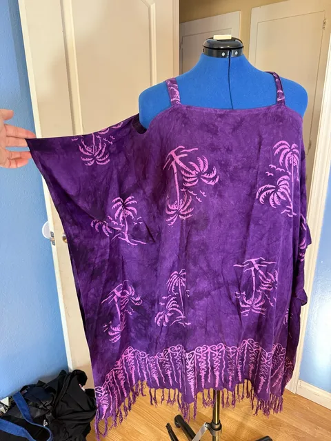 Pineapple Moon Purple Palm Tree Cover-Up with Fringe Hawaiian dress aloha dress