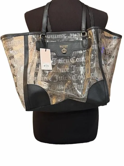 Juicy Couture Clear Skies Tote Bag Black Clear New