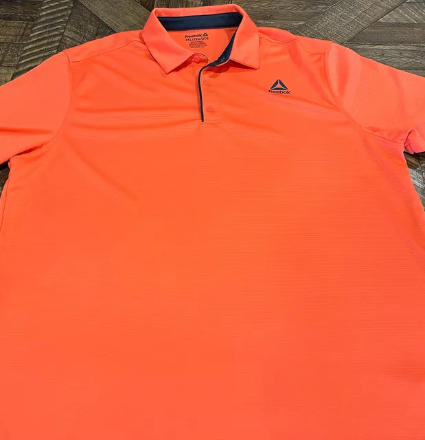 Reebok Polo Shirt 2XL Orange Athletic Golf Tennis Performance Top