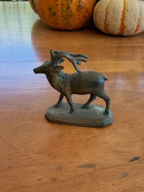 Vintage miniature Cast Brass Deer Figurine Animal Sculpture 2”