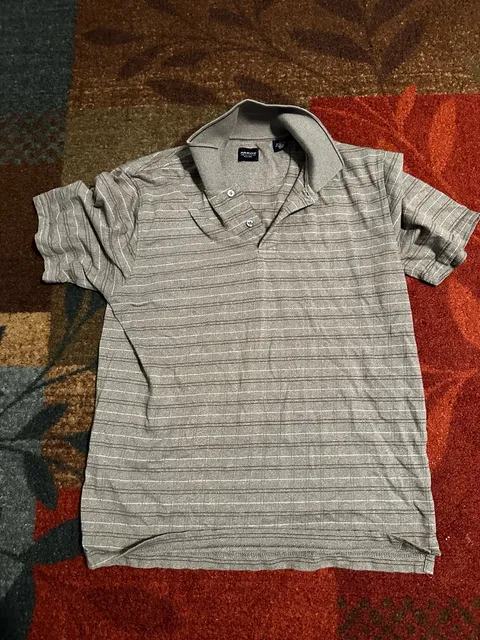 Arrow Polo Shirt Size S Gray Striped Short Sleeve Cotton Blend