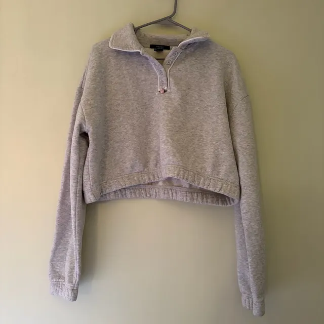 Forever 21 Grey Cropped Pullover Sweatshirt