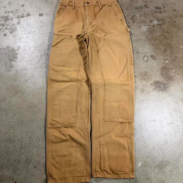 Carhartt B136 BRN Double Knee Pants Size 30x34 Brown Workwear