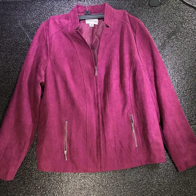 Studio Works Faux Suede Jacket Size 10P Magenta