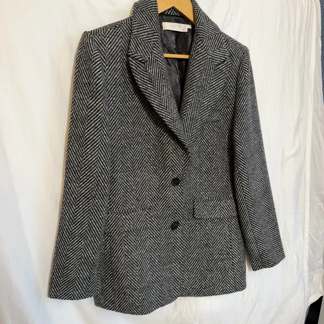 Astr The Label Herringbone Blazer Size S Black White Oversized Tweed Jacket