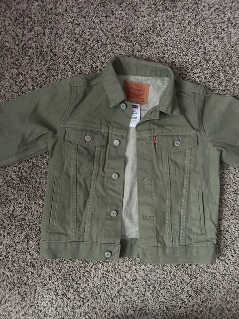 Levi's Trucker Jacket Size M Olive Green Denim