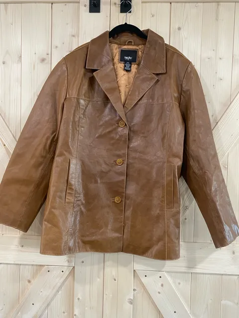 NWOT Mossimo Leather Jacket Size 20W Brown Genuine Leather Blazer Coat