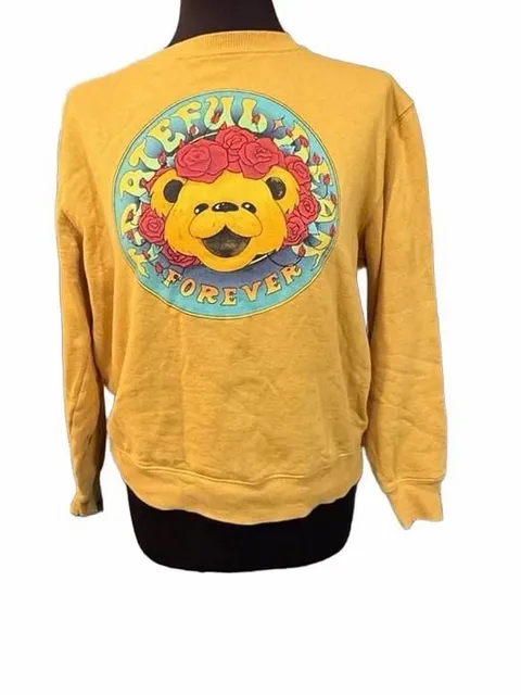 Grateful Dead Sweatshirt Size LG Yellow Grateful Forever Dancing Bear