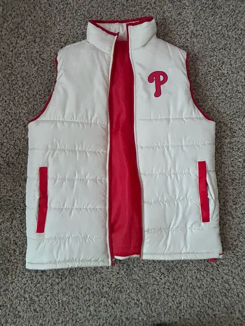 Valley Forge Quilted Puffer Vest White Red