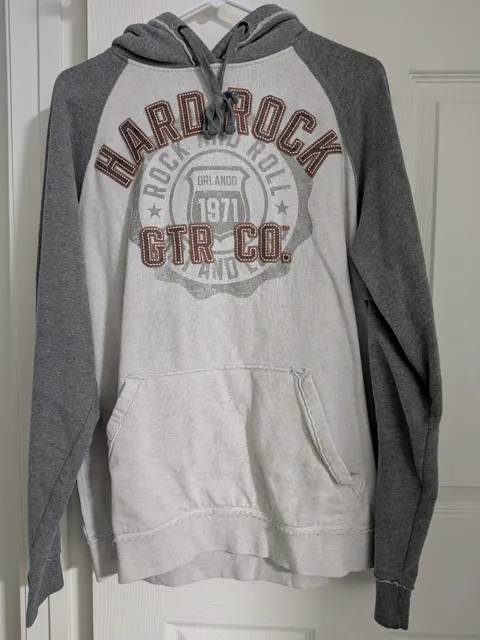 Hard Rock Cafe Orlando Hoodie Gray Raglan Sweatshirt