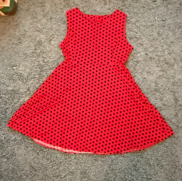 Red Black Polka Dot Skater Dress Size 4XL