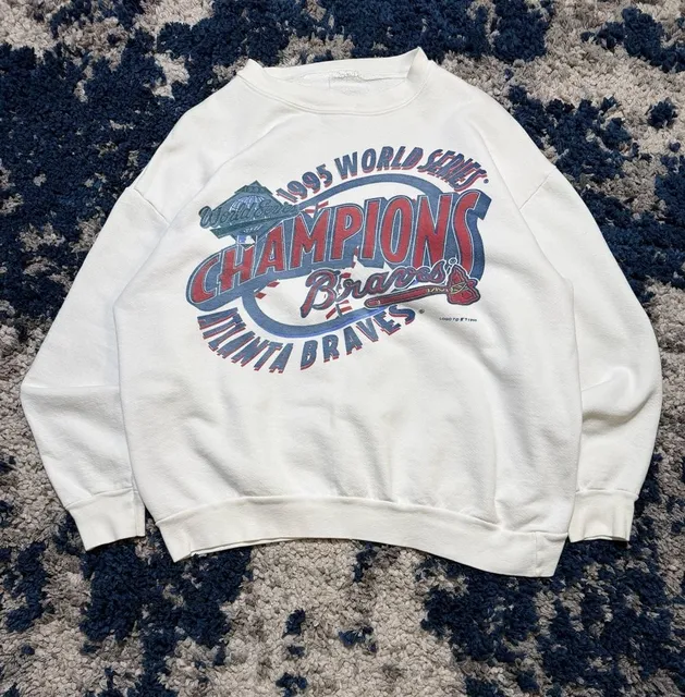 Logo 7 Atlanta Braves 1995 World Series Champions Sweatshirt White Vintage