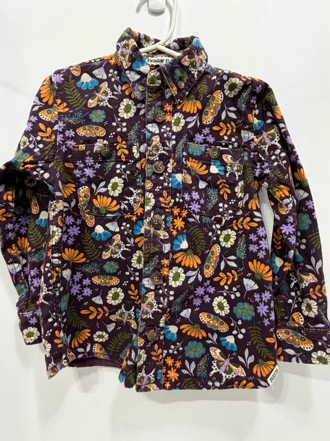 Duluth Trading Co Free Swingin' Flannel Shirt Size 3T Purple Floral Moth