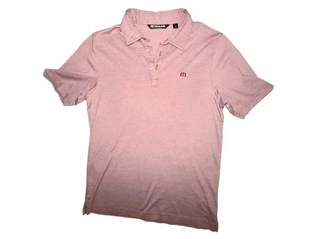 TravisMathew Polo Size S Pink Heather Short Sleeve Golf Shirt