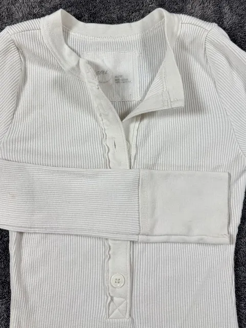 Aerie Thermal Henley Long Sleeve Top XS White Ribbed Button