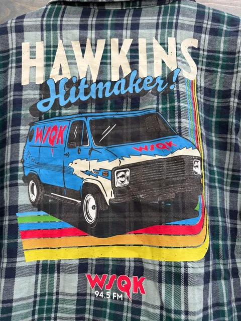 Stranger Things crop Flannel Size M (8-10) Hawkins WSQK Van