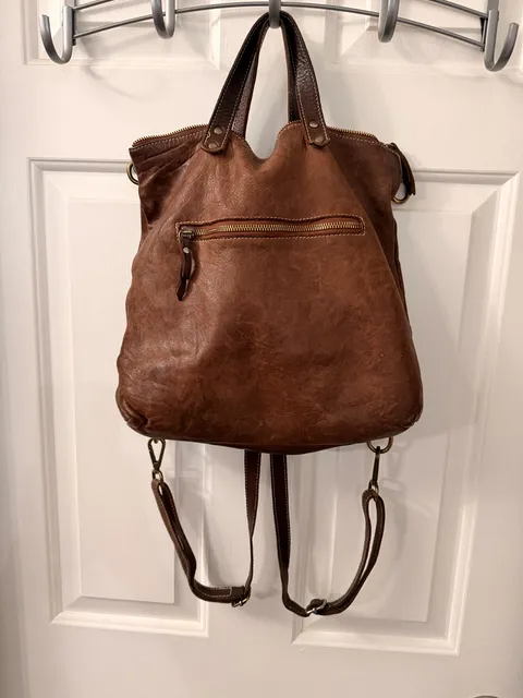 Frye Leather Backpack Tote Convertible Brown