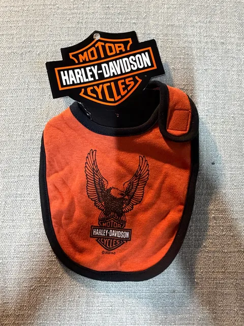 Harley-Davidson Baby Bib Orange Eagle Logo New With Tags