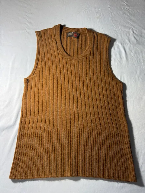 Grubb & Stuff Ribbed Knit Sweater Vest Brown Size M