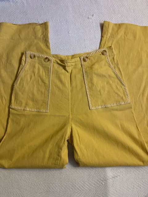 &merci Pants Size M Yellow Wide Leg Contrast Stitch