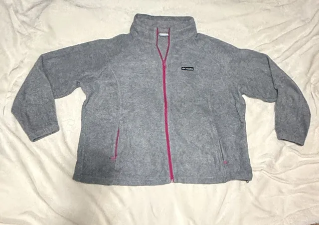 Columbia Full Zip Fleece Jacket Size 3X Gray Pink