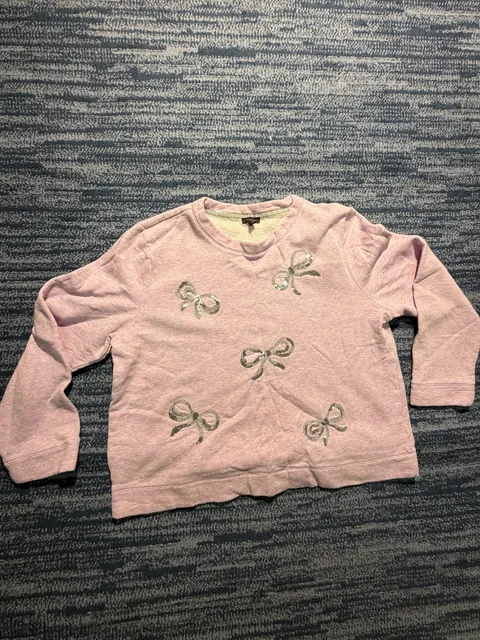 Talbots Sequin Bow Sweatshirt XL Purple Heather Pullover