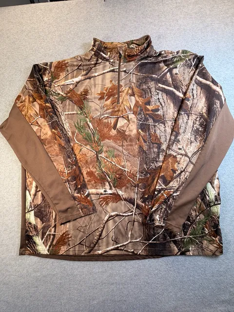 Realtree AP 1/4 Zip Pullover Shirt Size 2XL Camouflage Hunting Top