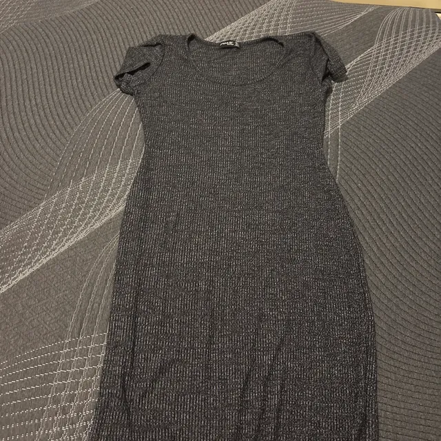 Pinko Dress Size L Gray Ribbed Short Sleeve