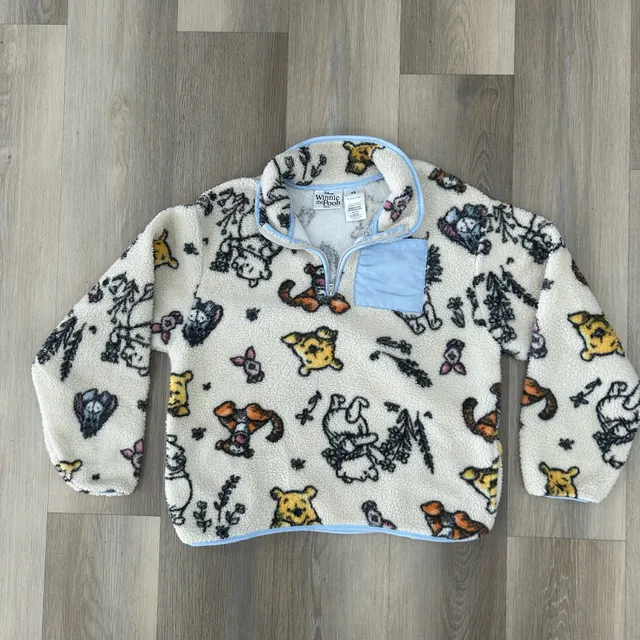 Disney Winnie The Pooh Fleece Size XS Quarter Zip Pullover