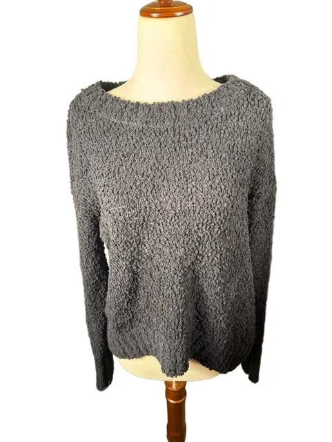 Social Standard By Sanctuary Fuzzy Sweater Size M Black Popcorn Knit h1595
