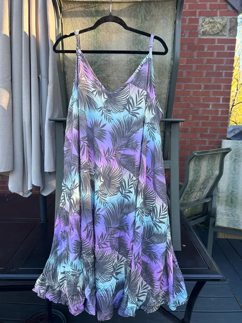 Torrid Palm Leaf Dress Size 2 Purple Blue Tropical Cami