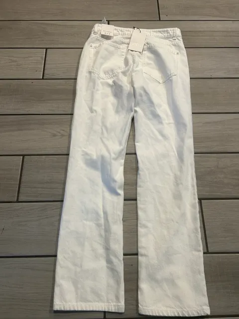 Zara 90'S Straight Jeans Size 4 26 White Denim