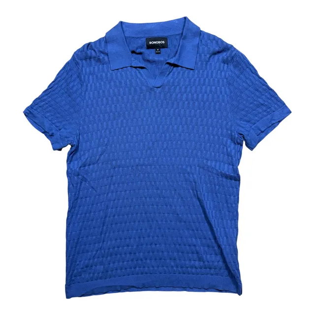 Bonobos Knit Polo Size M Blue Cotton Short Sleeve Sweater