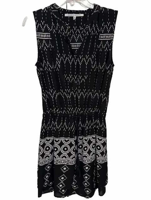 Collective Concepts Sleeveless Geometric Print Dress with Elastic Waist, Size M