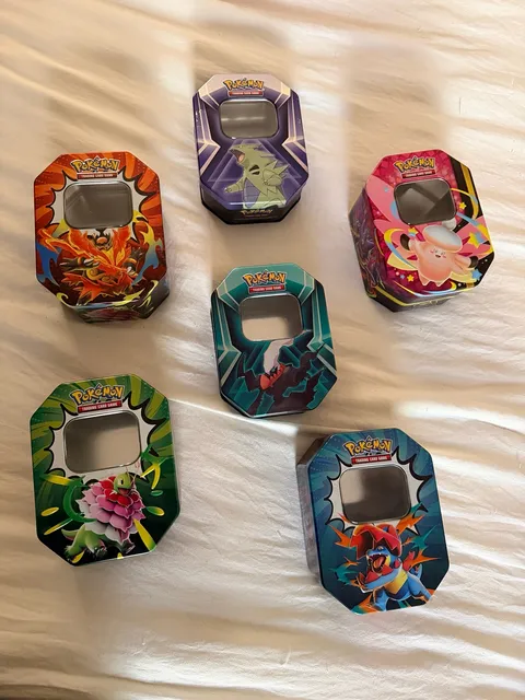 Pokemon TCG Collectible Tin Assortment Set of 6 Empty Tins