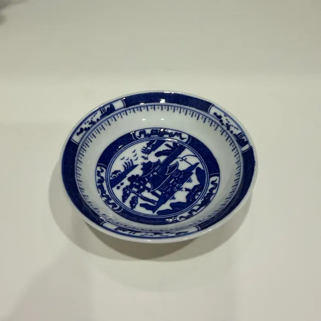 Chinese Blue and White Porcelain Willow Pattern Small Dish 4 Inch