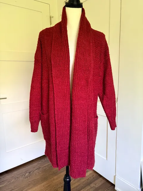 Anthropologie Pilcro Red Long Open Pocket Cardigan Cozy Size Medium